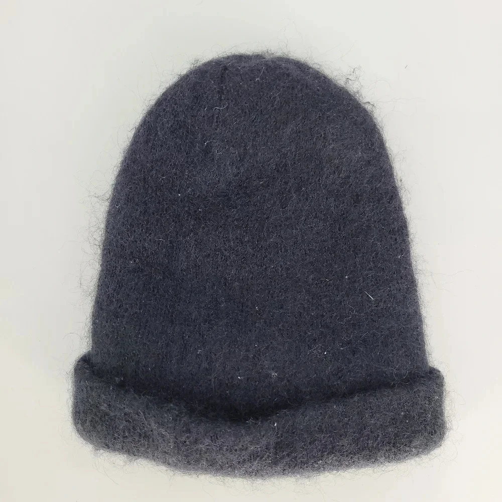 Supreme logo kid mohair wool black hat Beanie
